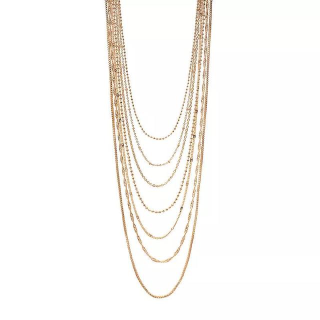 Emberly Gold Tone Long Multi Layer Necklace, Womens, None Product Image