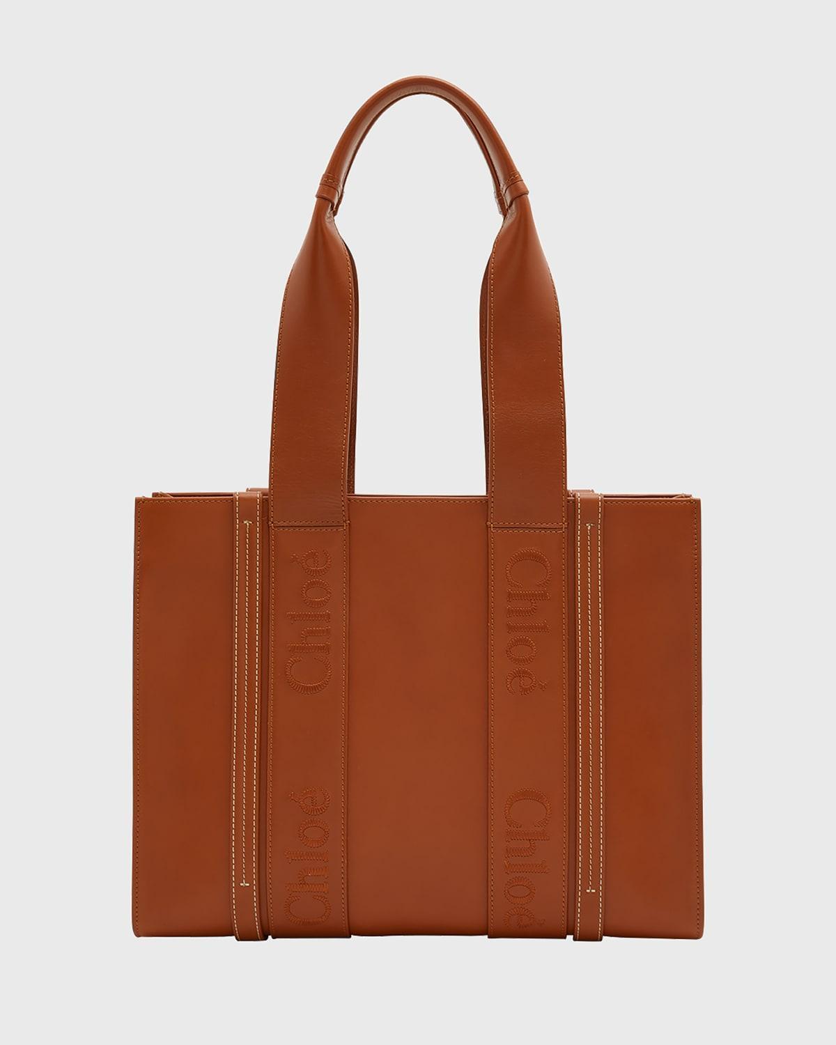 Womens Medium Woody Leather Tote Bag Product Image