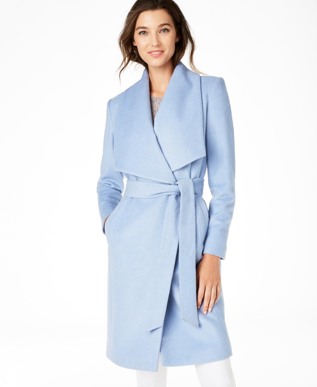 Cole Haan 39 Slick Wool Wrap Coat with Exaggerated Collar (Ice ) Women's Clothing Product Image