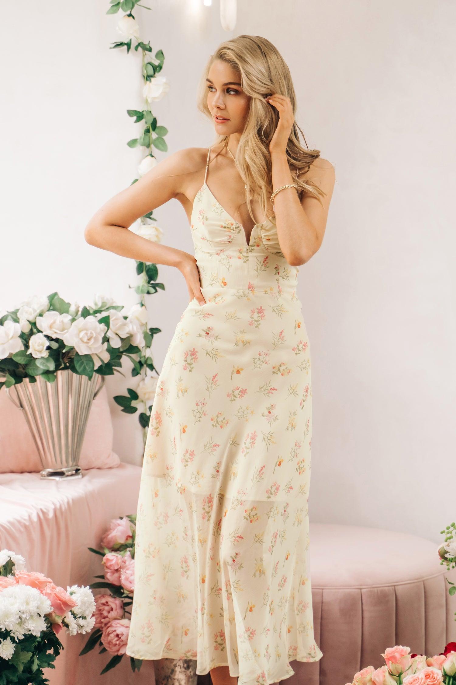 Cala Saona V-neck Floral Slip Maxi Dress Product Image