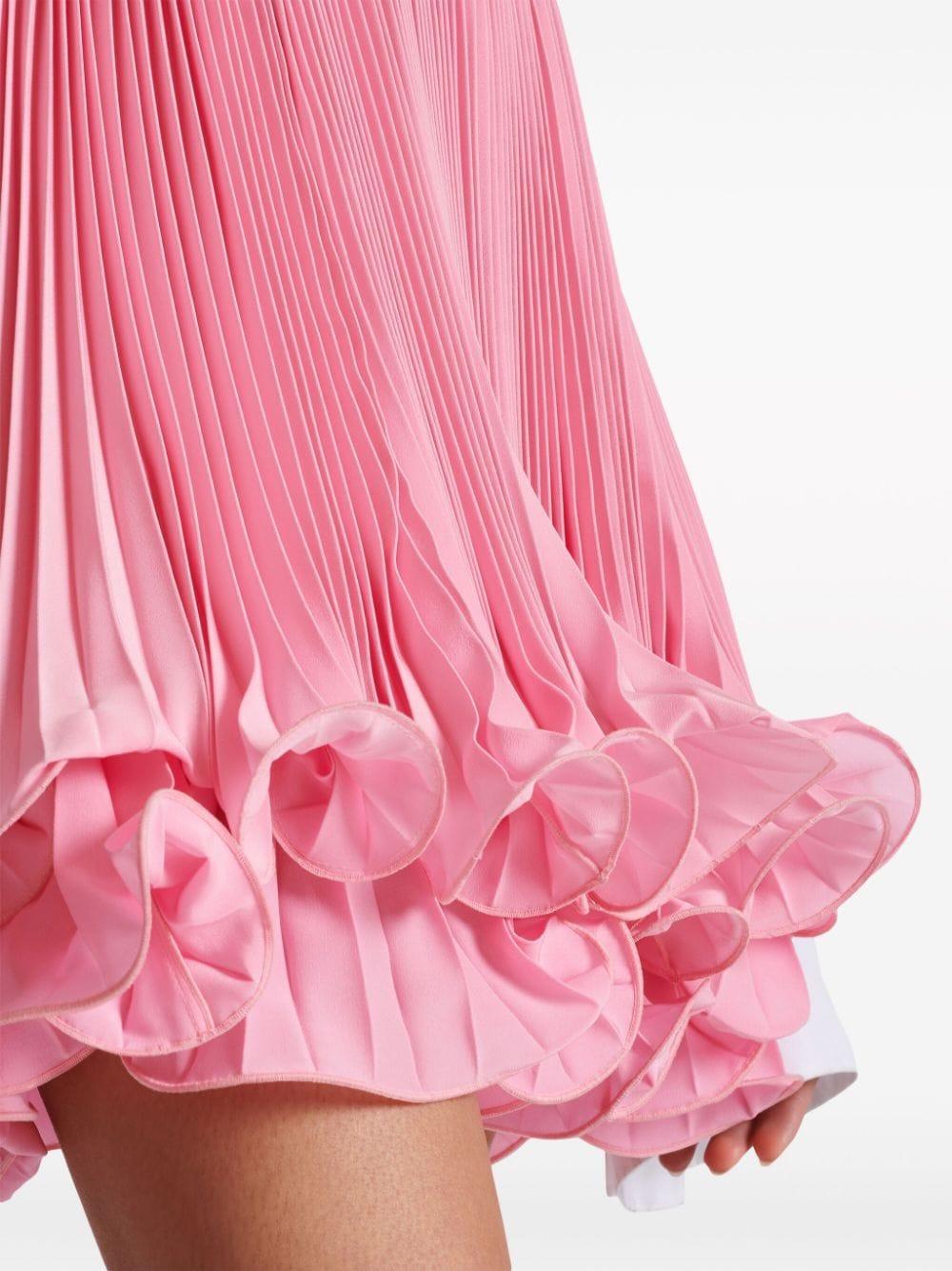 Pleated Light Crepe Mini Skirt In Pink Product Image