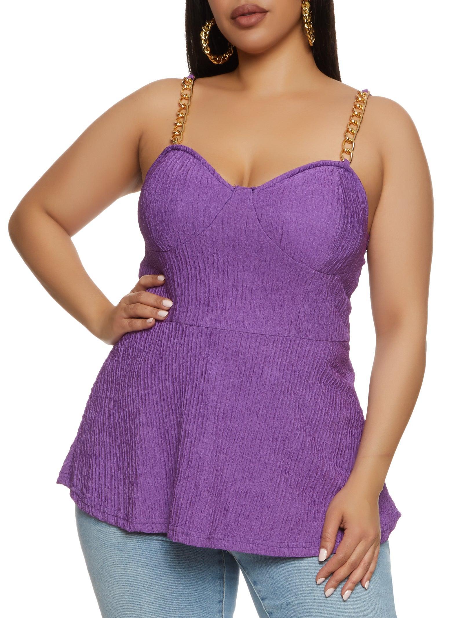 Womens Plus Size Chain Strap Bustier Peplum Top Product Image