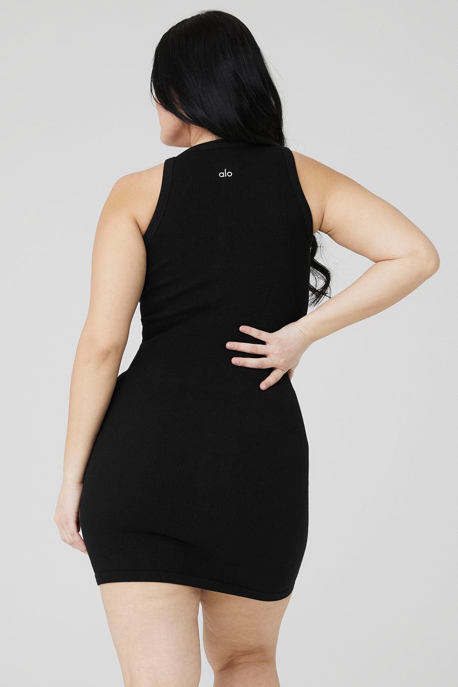 Seamless Ribbed Warm Nights Dress - Black Product Image