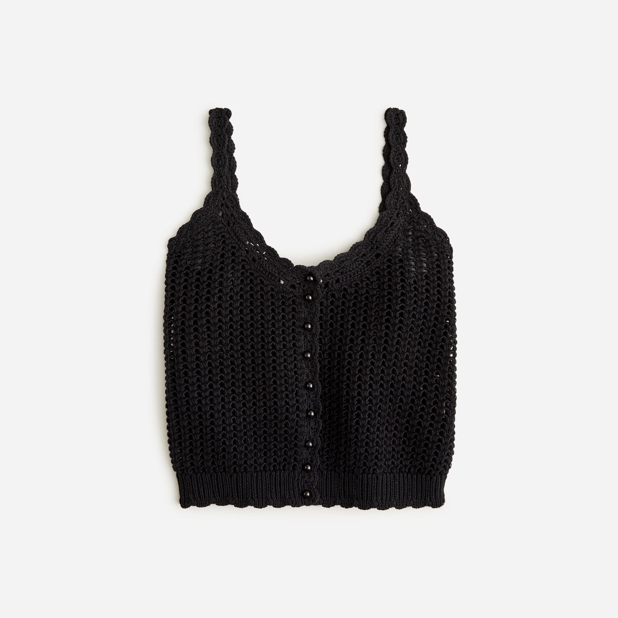 Crochet button-up sweater-tank Product Image