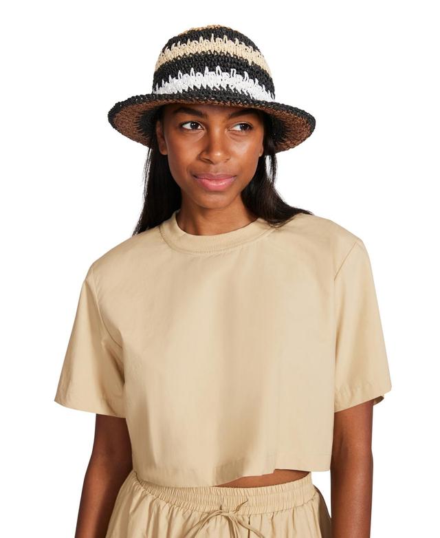 Steve Madden Womens Mixed-Stripe Crochet Bucket Hat Product Image