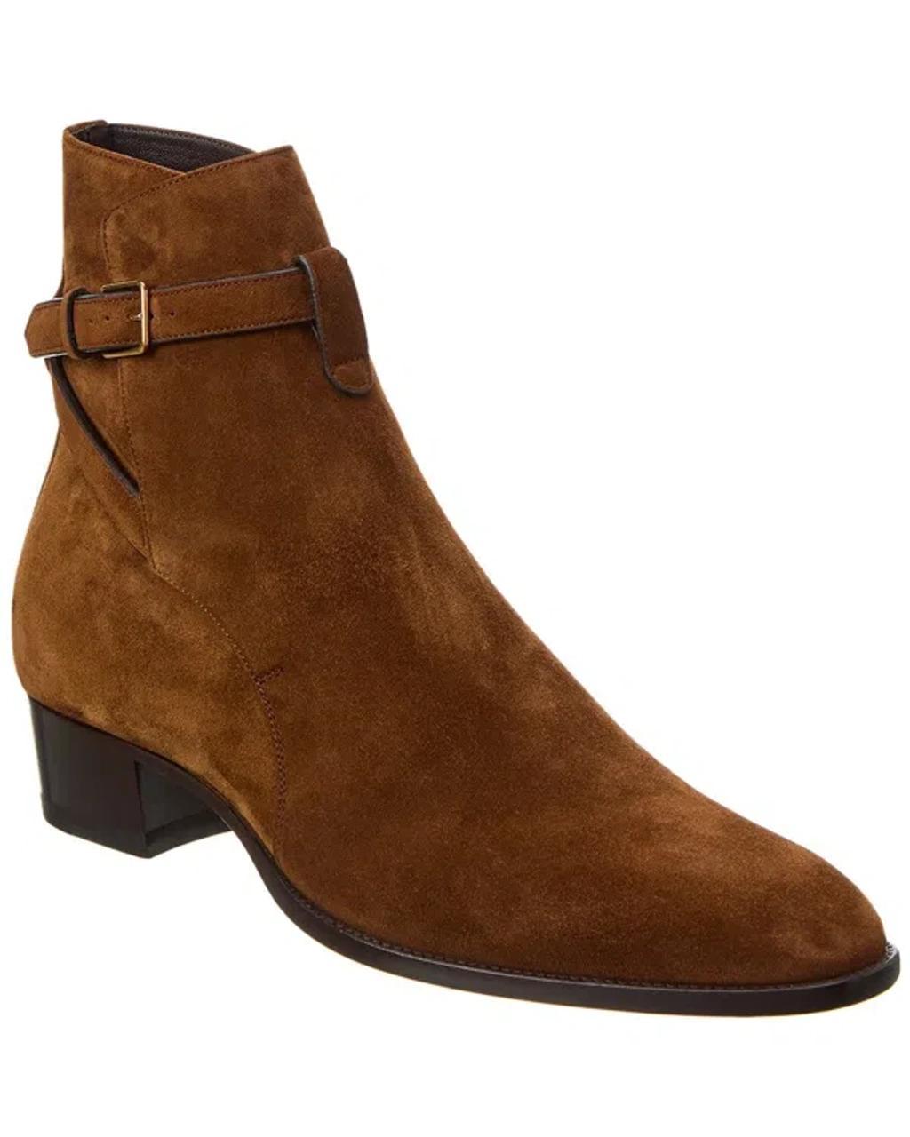 SAINT LAURENT Wyatt Jodphur Suede Bootie In Brown product image