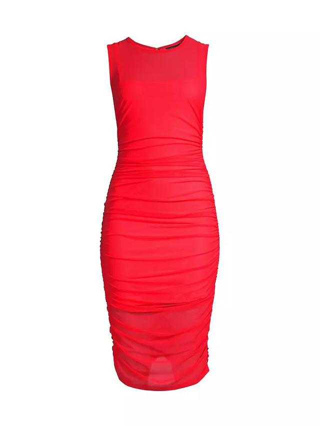 Elvia Ruched Mesh Sheath Dress Product Image