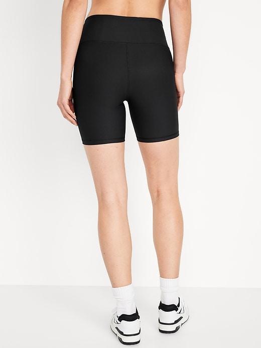 High-Waisted PowerSoft Ribbed Biker Shorts -- 6-inch inseam Product Image