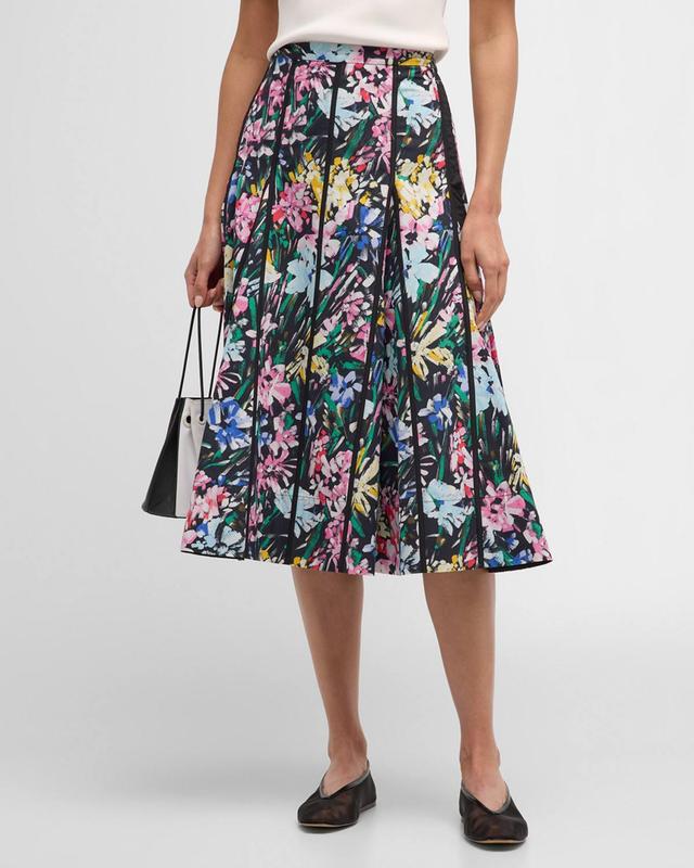 Womens Floweworks Cotton Godet Midi-Skirt Product Image