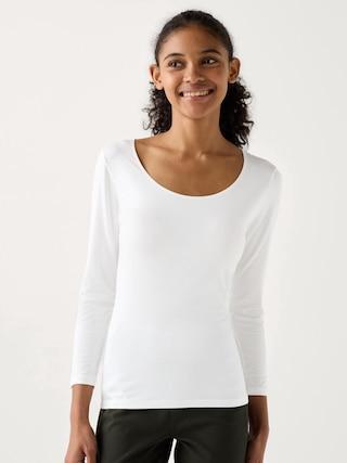 Womens Heattech Scoop Neck Long-Sleeve T-Shirt with Moisture-Wicking White 2XL UNIQLO US Product Image