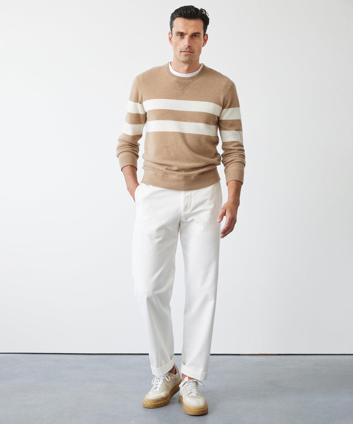 Cashmere Stripe Sweatshirt in Camel Product Image