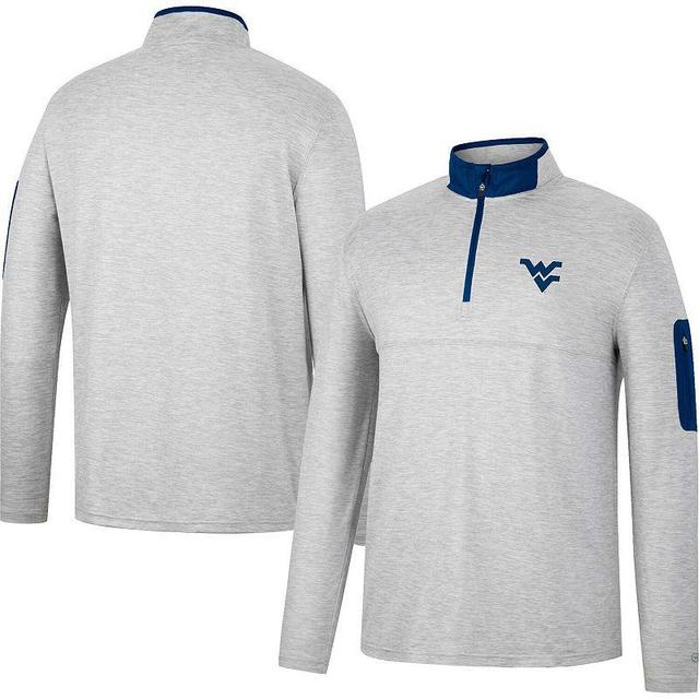 Mens Colosseum Heathered Gray/Navy West Virginia Mountaineers Country Club Windshirt Quarter-Zip Jacket Product Image