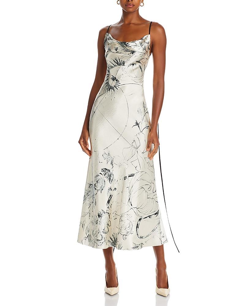 Cosmic Floral Print Satin Slip Dress Product Image