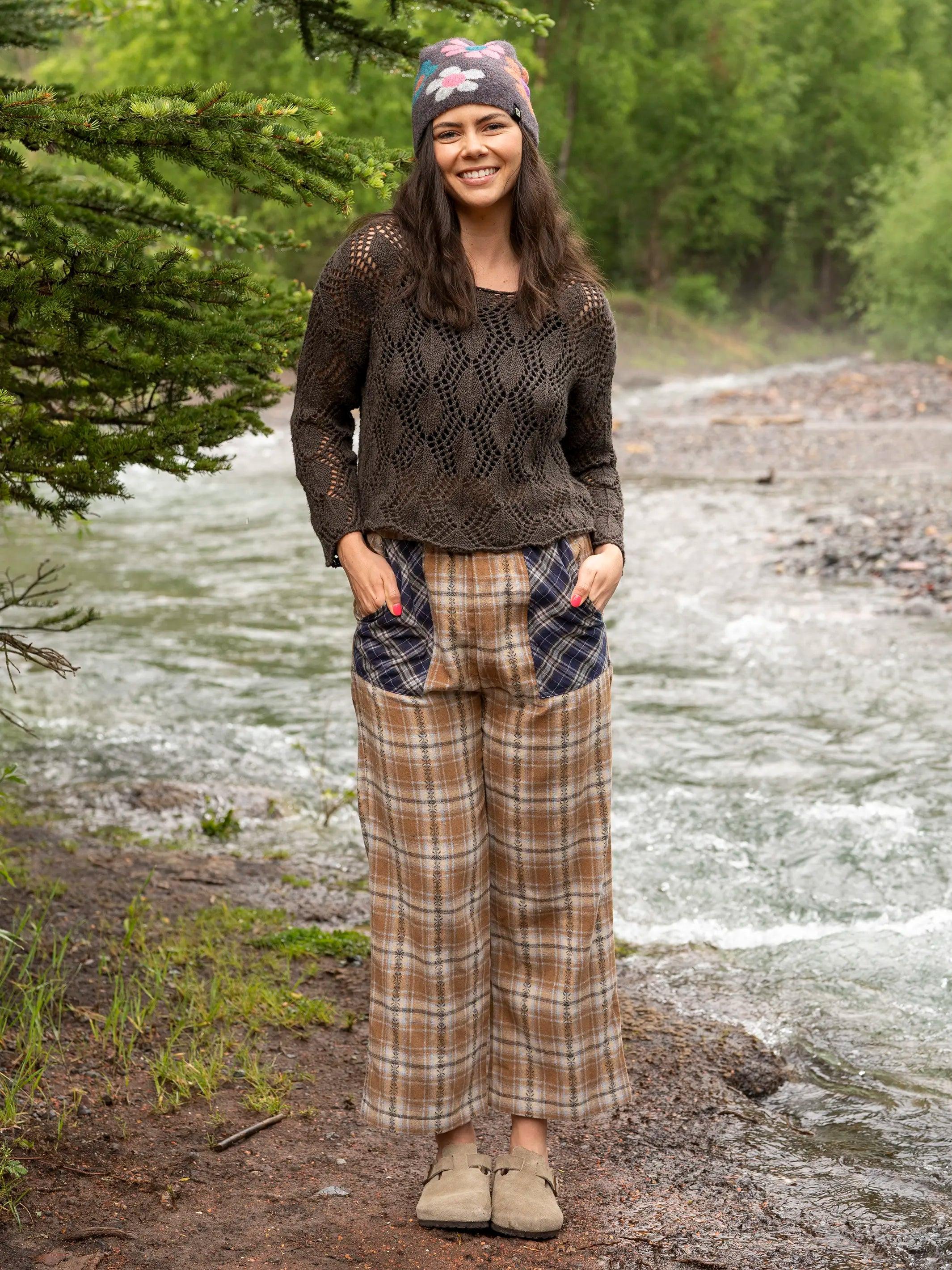 Beckett Flannel Pant - Light Brown Navy Mixed Plaid Product Image