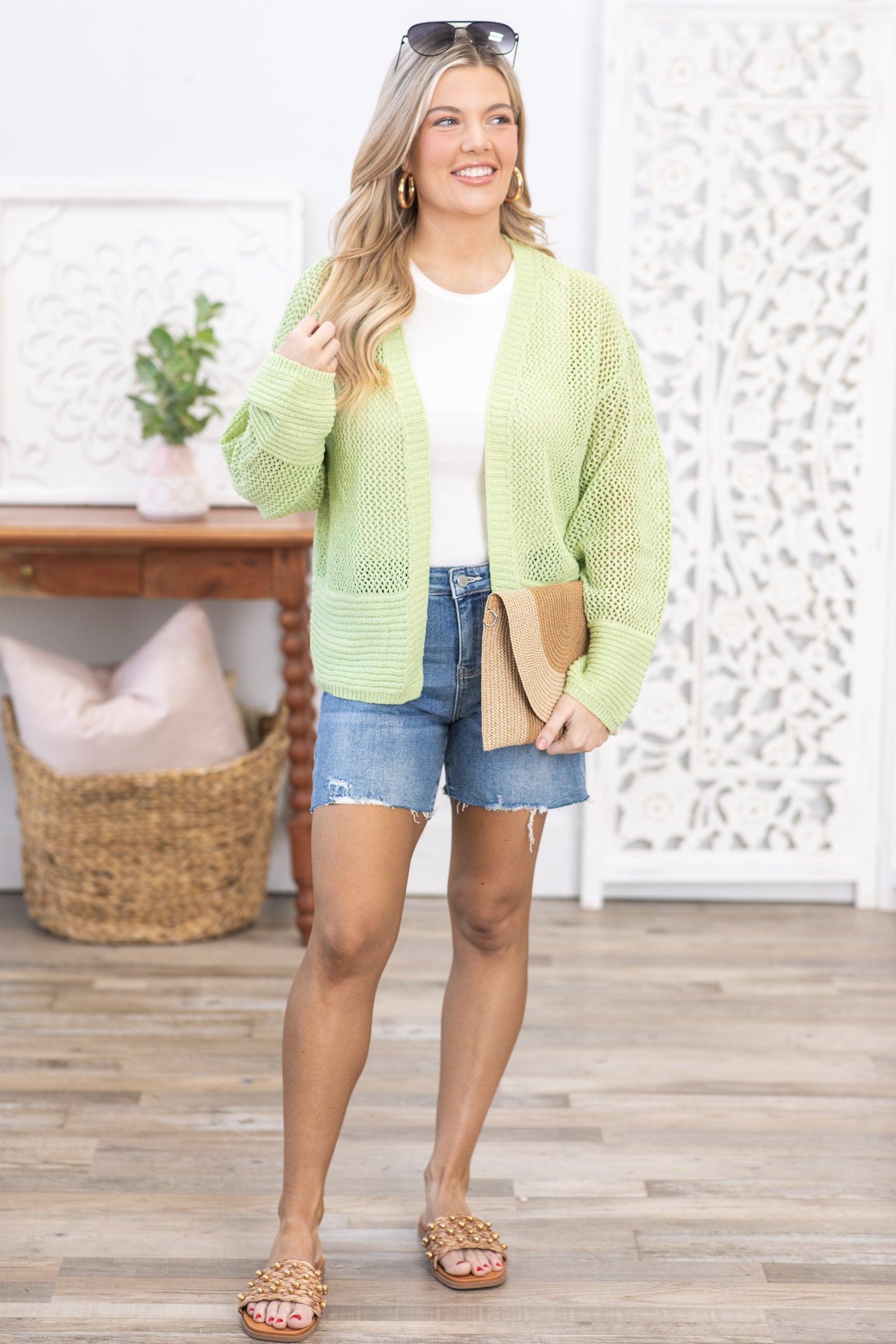 Light Green Hallow Knitted Cardigan Product Image