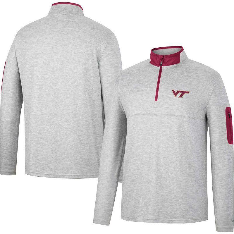 Mens Colosseum Heathered Gray/Maroon Virginia Tech Hokies Country Club Windshirt Quarter-Zip Jacket Product Image