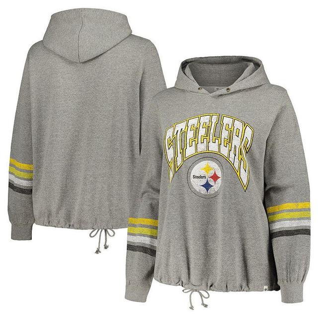 Womens 47 Heather Gray Pittsburgh Steelers Plus Size Upland Bennett Pullover Hoodie Product Image