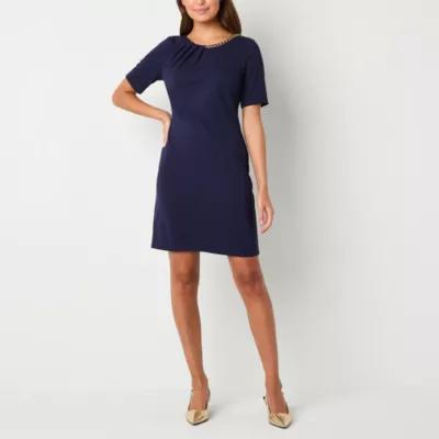 Alyx Short Sleeve Sheath Dress With Chain Detail Product Image