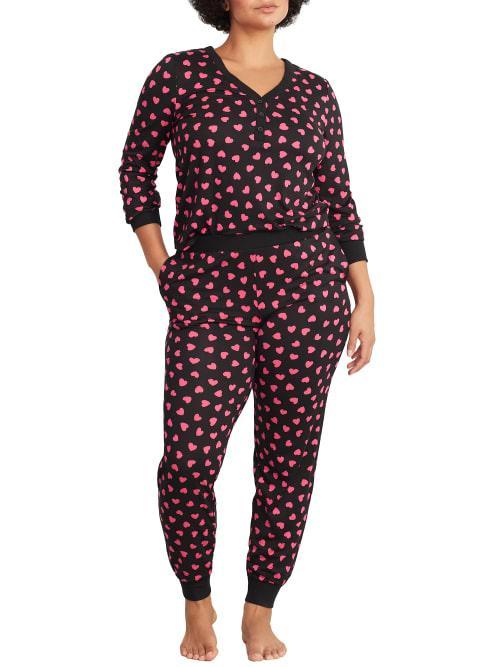 Brushed Cozy Jersey Knit Henley Pajama Set Product Image