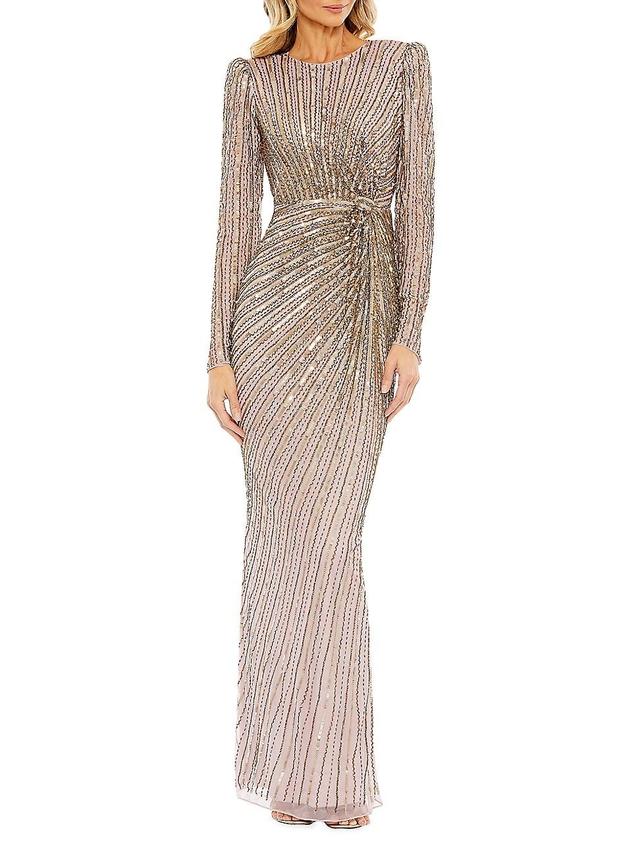 Womens Embellished Knotted Column Gown Product Image