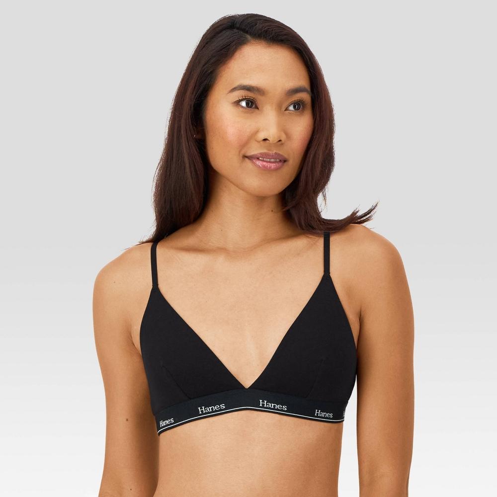 Hanes Originals Women's 2pk Stretch Triangle Bralette MHT102 - Black/Camel XXL Product Image