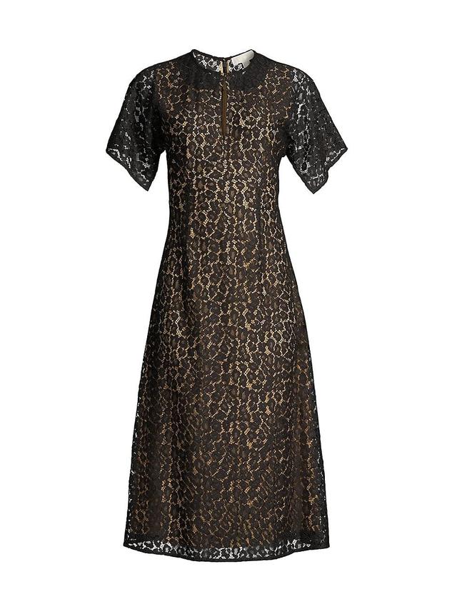 Womens Leopard Lace Midi-Dress Product Image