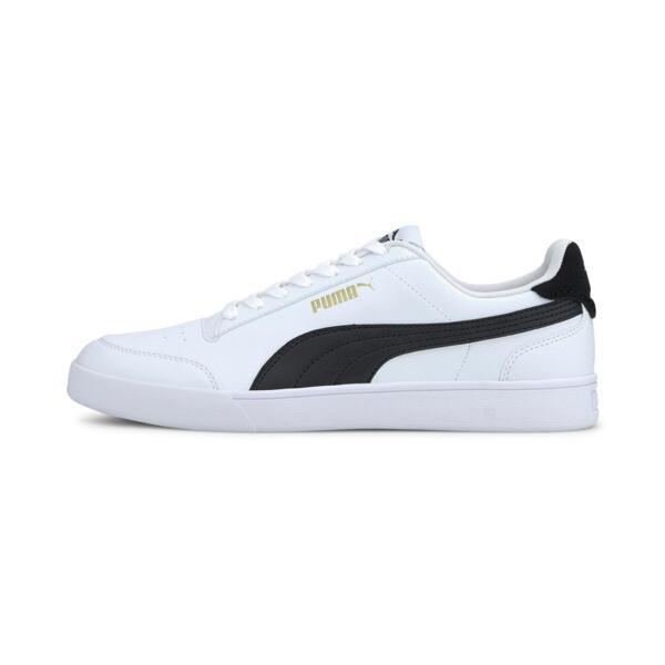 PUMA Shuffle Men's Sneakers in White/Black/Team Gold Product Image