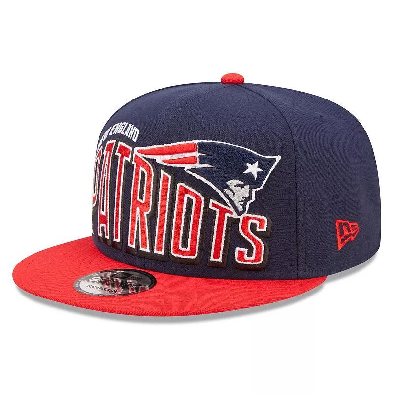 Mens New Era Navy New England Patriots Wordmark Flow 9FIFTY Snapback Hat - Navy Product Image