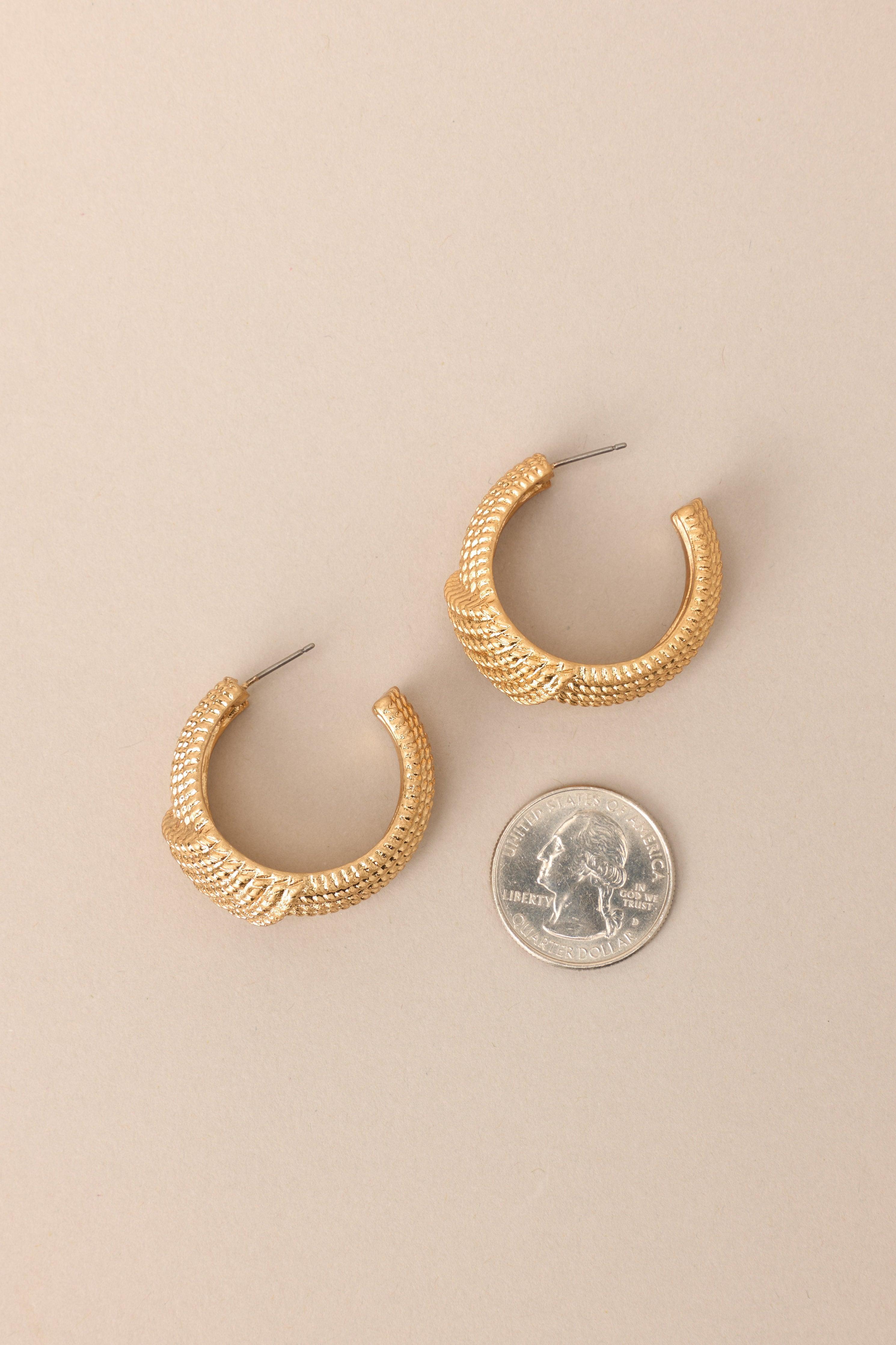 This Life Textured Vintage Gold Hoop Earrings Product Image