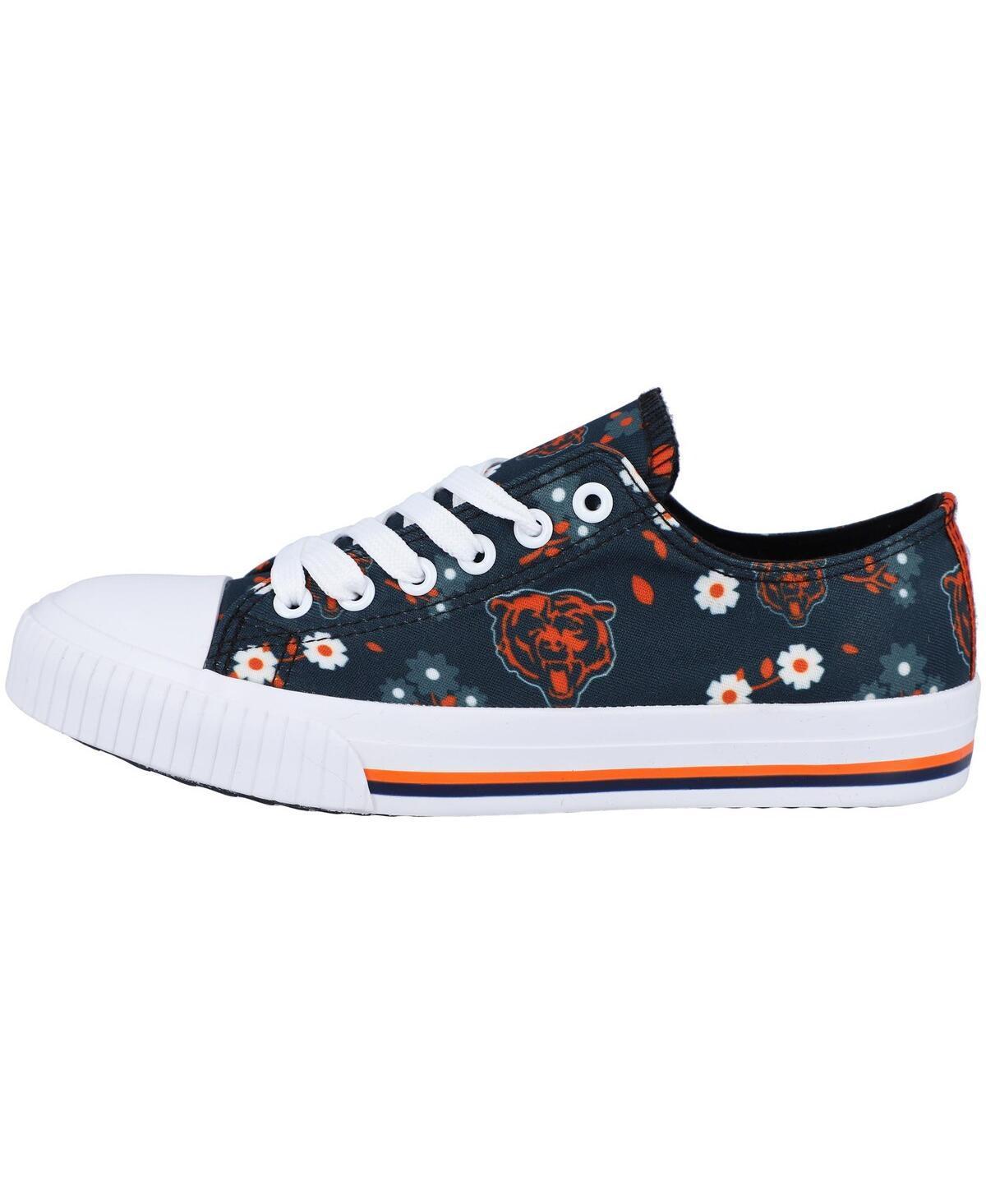 Womens Foco Navy Chicago Bears Flower Canvas Allover Shoes Product Image