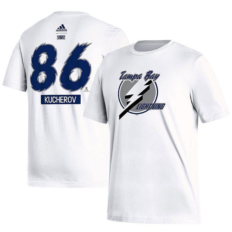 Mens adidas Nikita Kucherov White Tampa Bay Lightning Reverse Retro 2.0 Name & Number T-Shirt Product Image