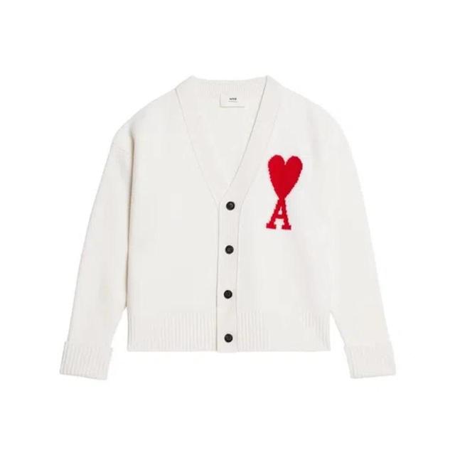 Ami Paris Sweaters In White/red Product Image