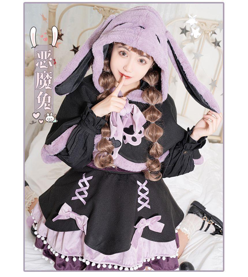 Rabbit Ear Accent Hooded Fleece Capelet Product Image