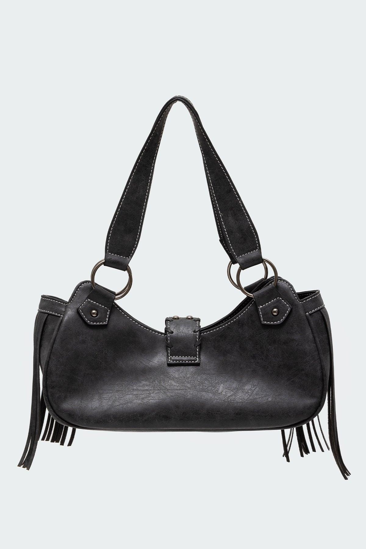 Shterna Fringed Faux Leather Sueded Bag Product Image