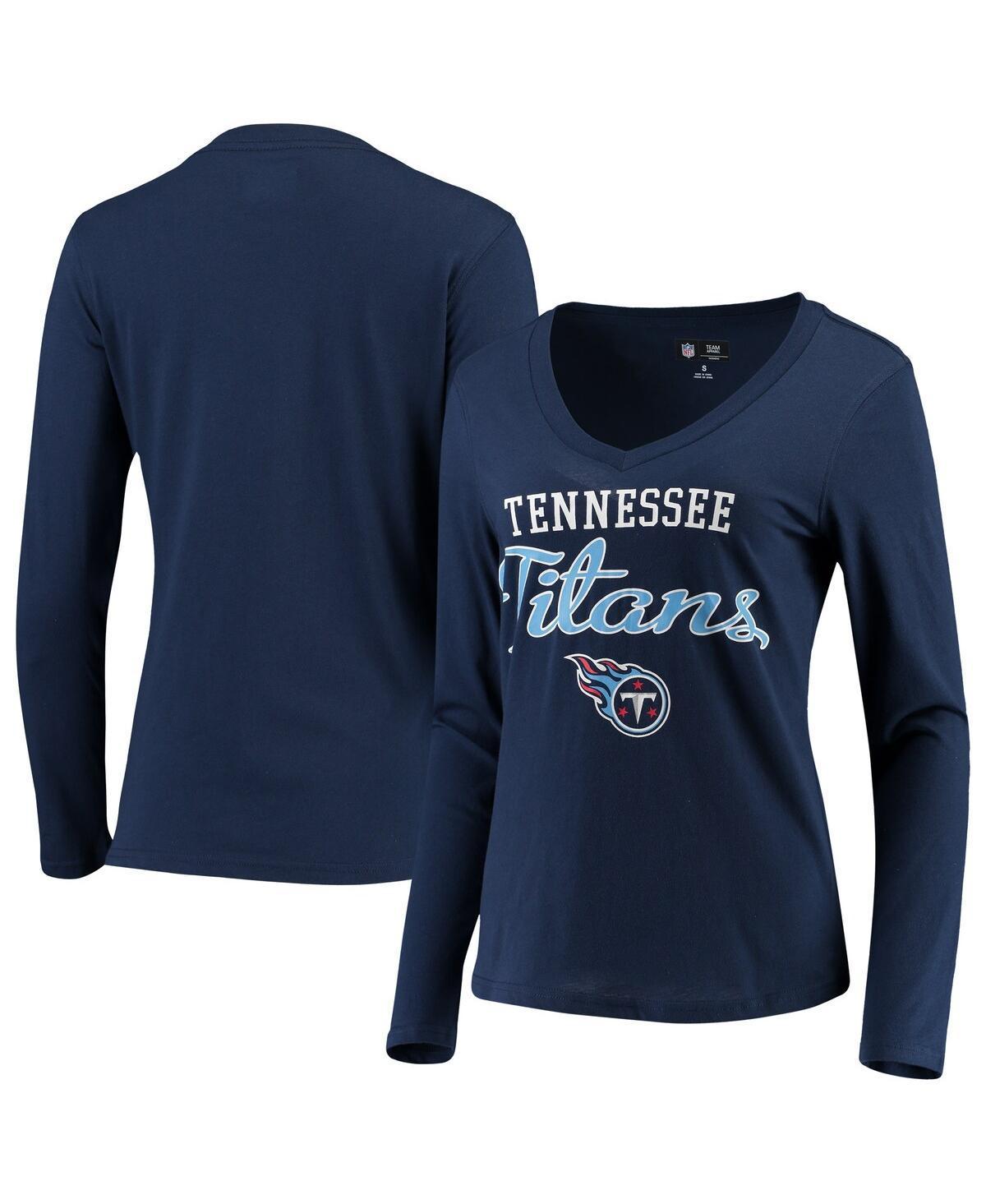 Womens G-iii 4Her by Carl Banks Navy Tennessee Titans Post Season Long Sleeve V-Neck T-shirt Product Image