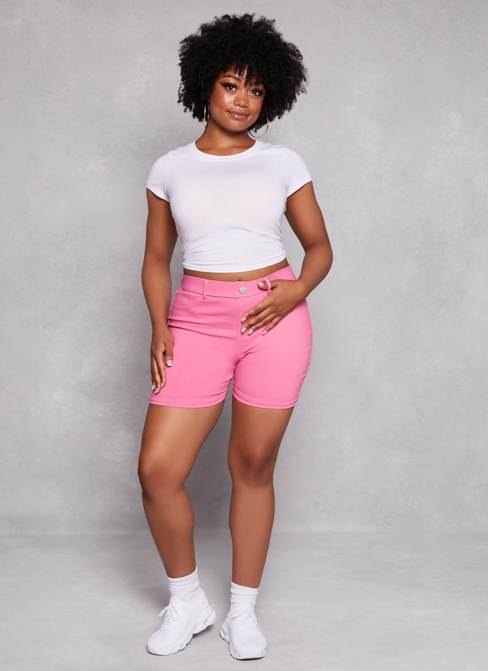 Womens Plus Size High Waist Cuffed Bermuda Shorts Product Image