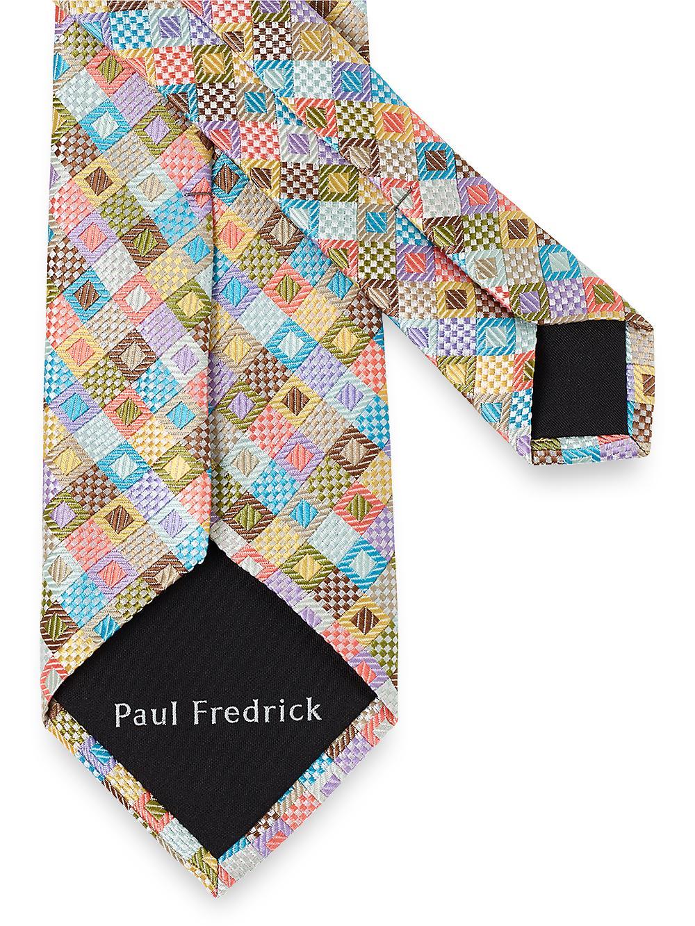 Geometric Woven Silk Tie - Multi Product Image