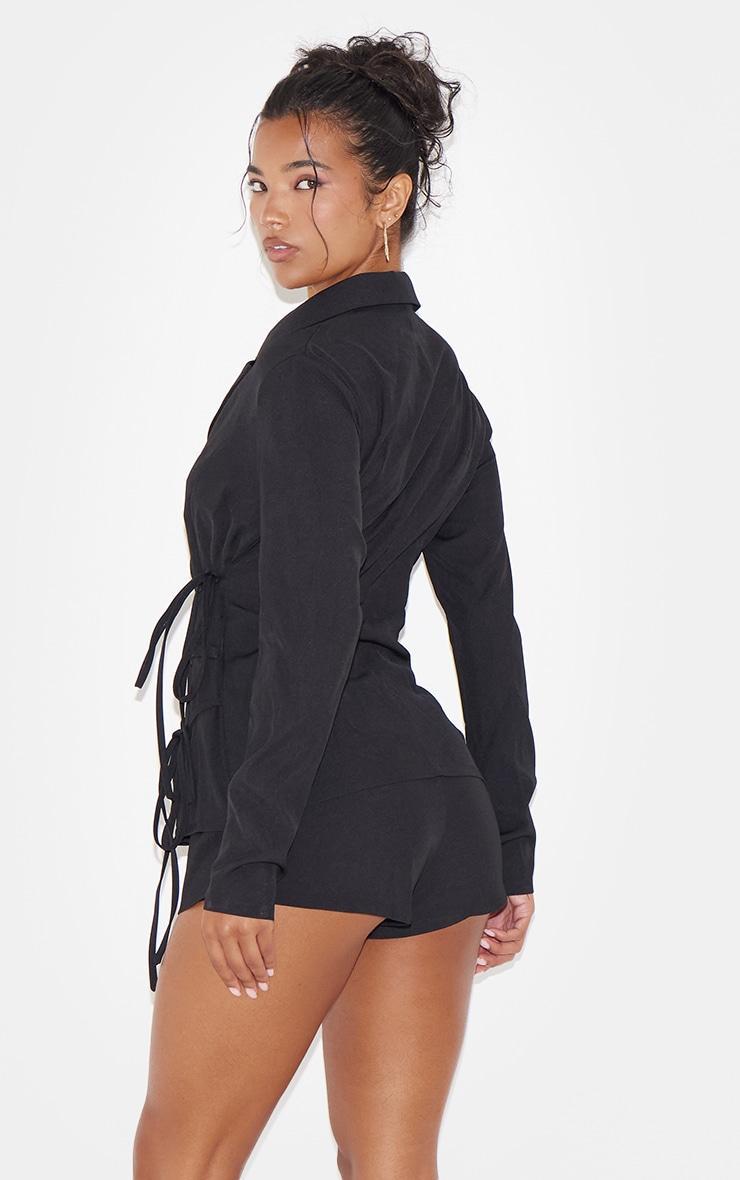 Black Premium Tailored Woven Wrap Front Playsuit Product Image