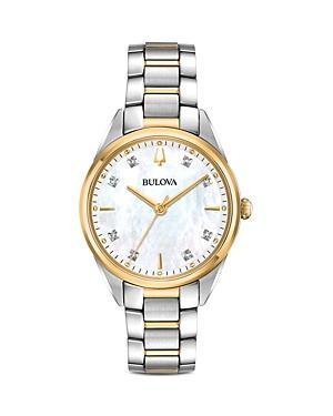 Bulova Womens Sutton Diamond Two Tone Stainless Steel Watch - 98R264 Product Image