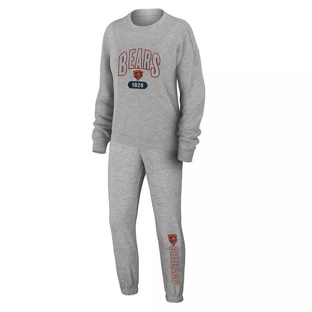 Womens WEAR by Erin Andrews Heather Gray Chicago Bears Plus Size Knitted Tri-Blend Long Sleeve T-Shirt & Pants Lounge Set Product Image