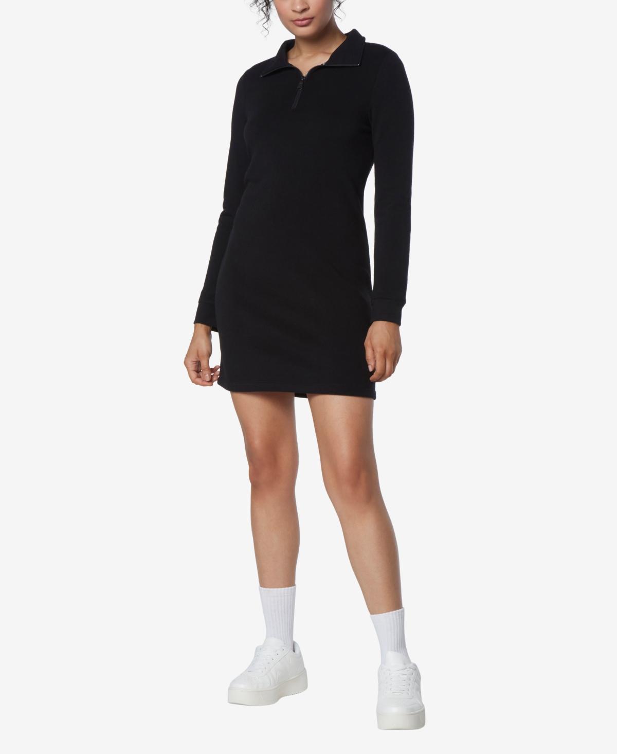 Andrew Marc Sport New York Performance Soft Knit Point Collar Long Sleeve Zipper Mini Dress Product Image