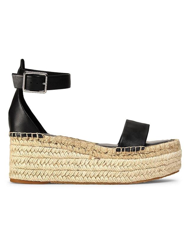 Womens Deluxe Leather Platform Espadrille Sandals Product Image