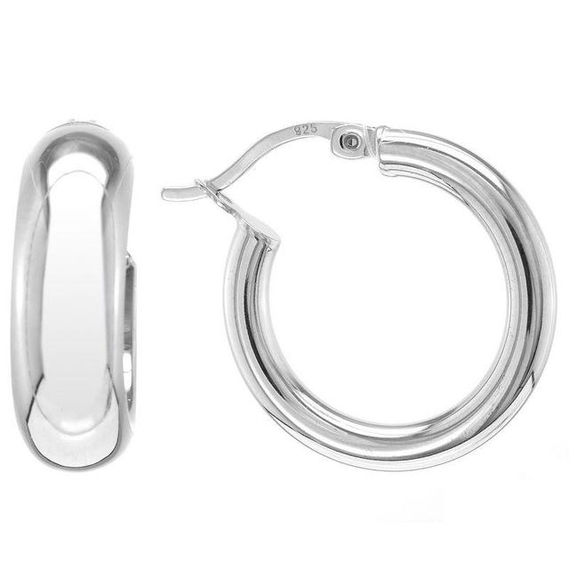 Judy Crowell Sterling Silver Wide Tube Hoop Earrings, Womens Product Image