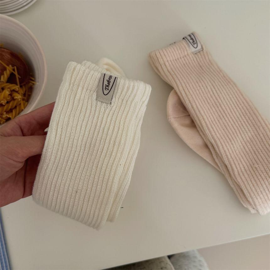 Plain Ribbed Crew Socks Product Image