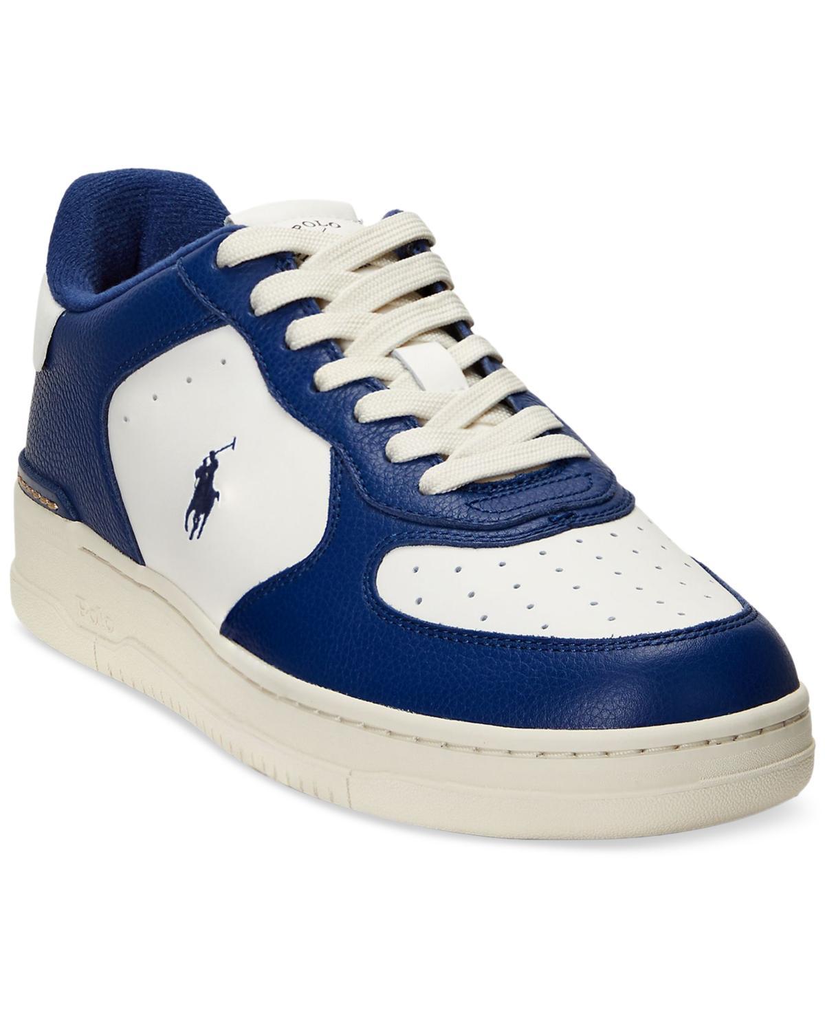 Polo Ralph Lauren Mens Masters Court Leather Sneaker - Cream/blue Product Image