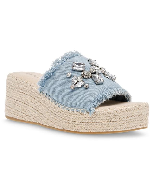 Anne Klein Womens Crystal Espadrille Wedge Sandals Product Image