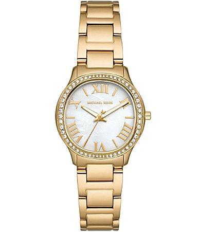 Michael Kors Womens Crystal Sage Three-Hand Gold Tone Stainless Steel Bracelet Watch Product Image