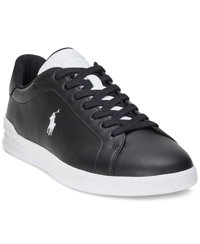 POLO RALPH LAUREN Men's Heritage Court Ii Leather Lace-up Sneakers In Black,white Product Image