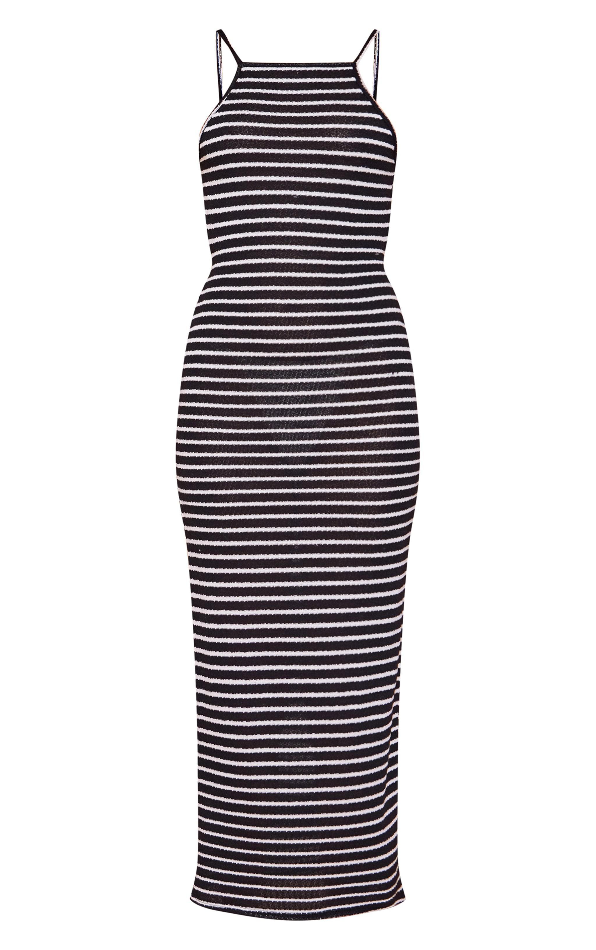 Monochrome Stripe Racer Neck Open Back Midaxi Dress Product Image