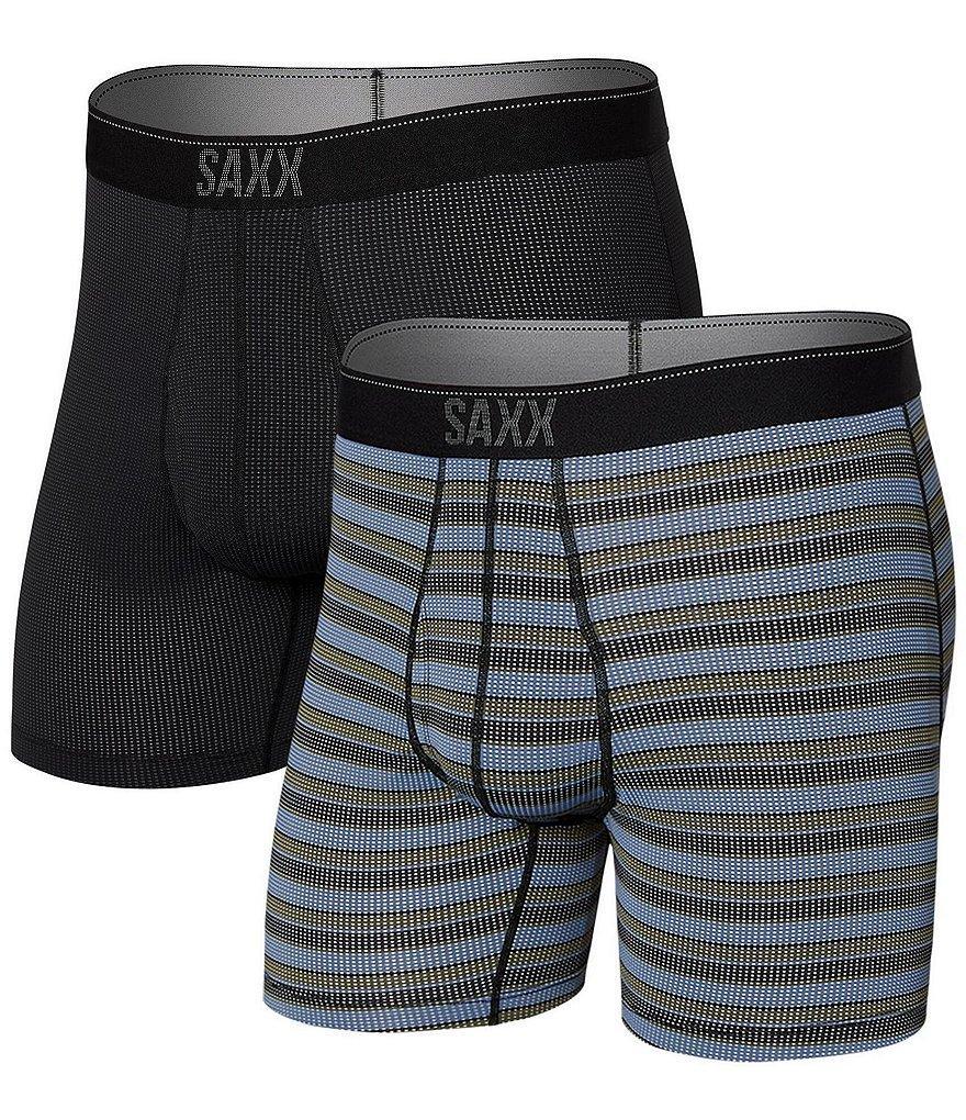 SAXX Quest Quick-Dry Solid/Striped Mesh 5#double; Inseam Boxer Briefs 2-Pack Product Image